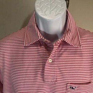 Vineyard Vines Men's pink and white Performance golf polo shirt Mint Cond M